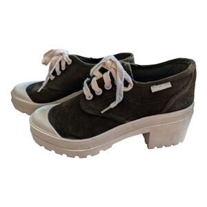 Sam & Libby Brown Suede Chunky Heel Platform Sneaker Shoe Size 8 EUC